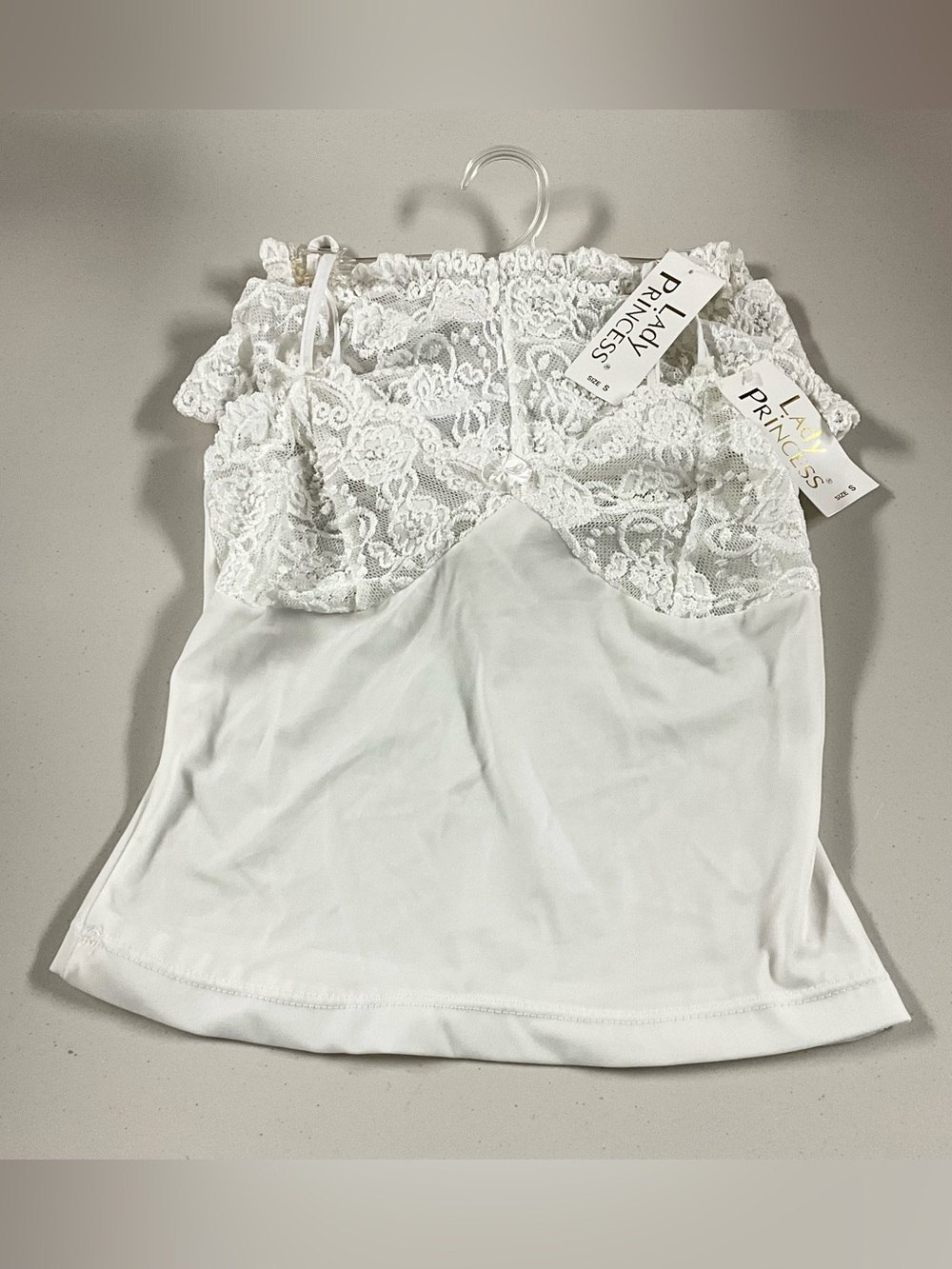 Lady Princess White Lace Camisole with Floral Bodice
